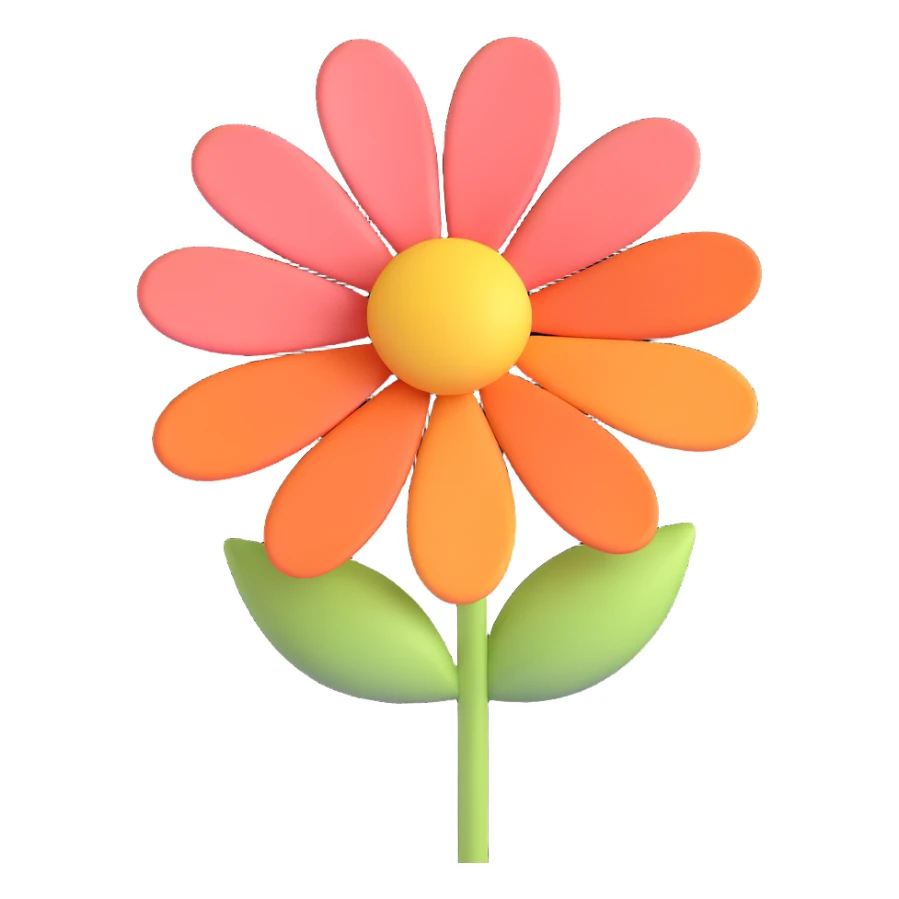 cute 3D flower, soft colors, round petals, adorable style sticker