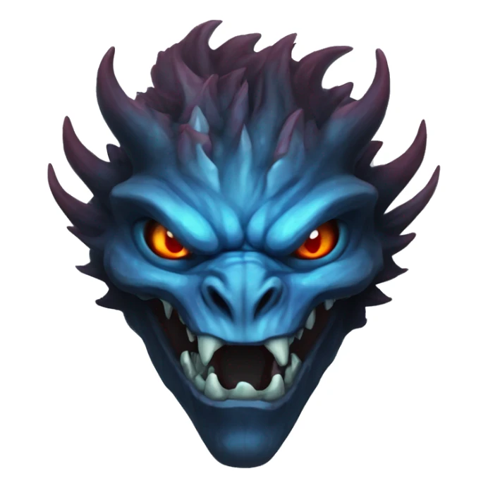 Dark black gray silver maroon fire zombie face dragon face photograph detailed blue flames in mouth blue glow sticker