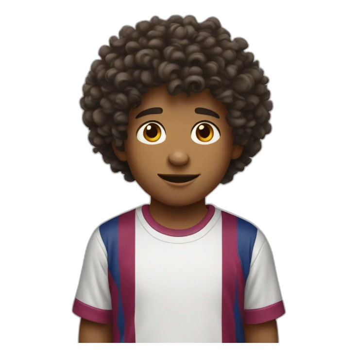 A boy wear Barcelona T-shirt and he has curly hair sticker