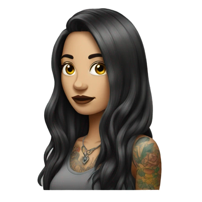 tattooed woman very attractive long hair sticker