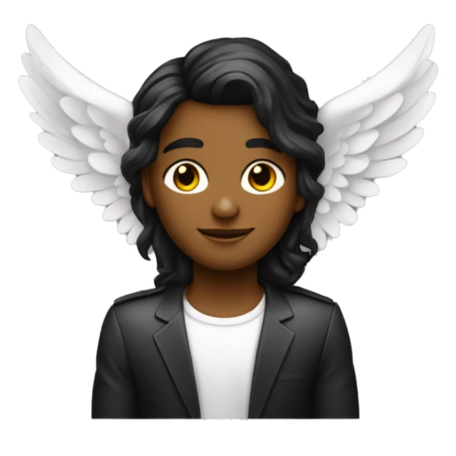 angel con alas de y aureola  con cabello negro lacio largo   sticker
