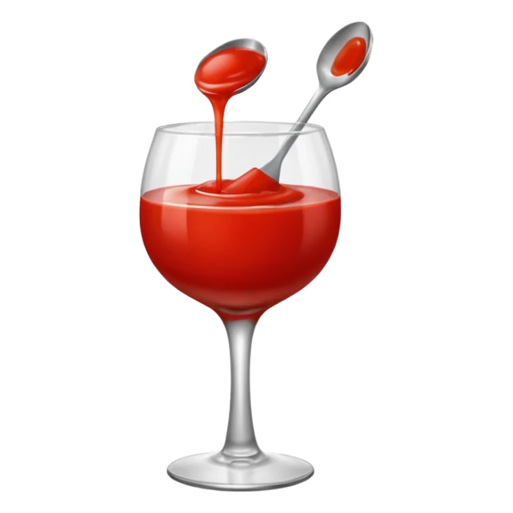 tomato puree in a glass glass transparent with one spoon floating above sticker