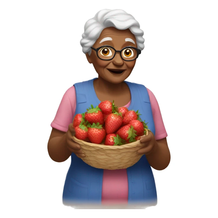 Grandma with strawberries in her hand  sticker