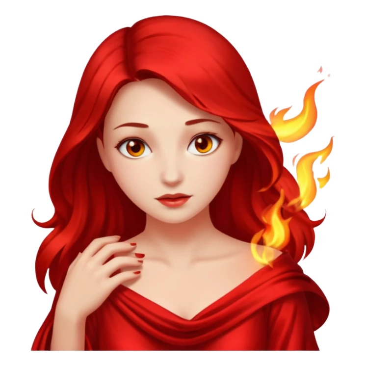 Woman slowly letting red silk fall from her shoulders, firelight flicker sticker