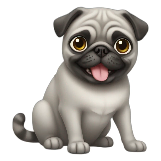 Grey Cat side by side happy pug sticker