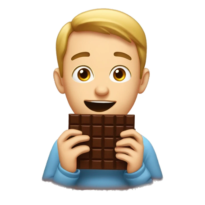 man eating some delicious chocolate, but the chocolate is runny and it runs down his face sticker