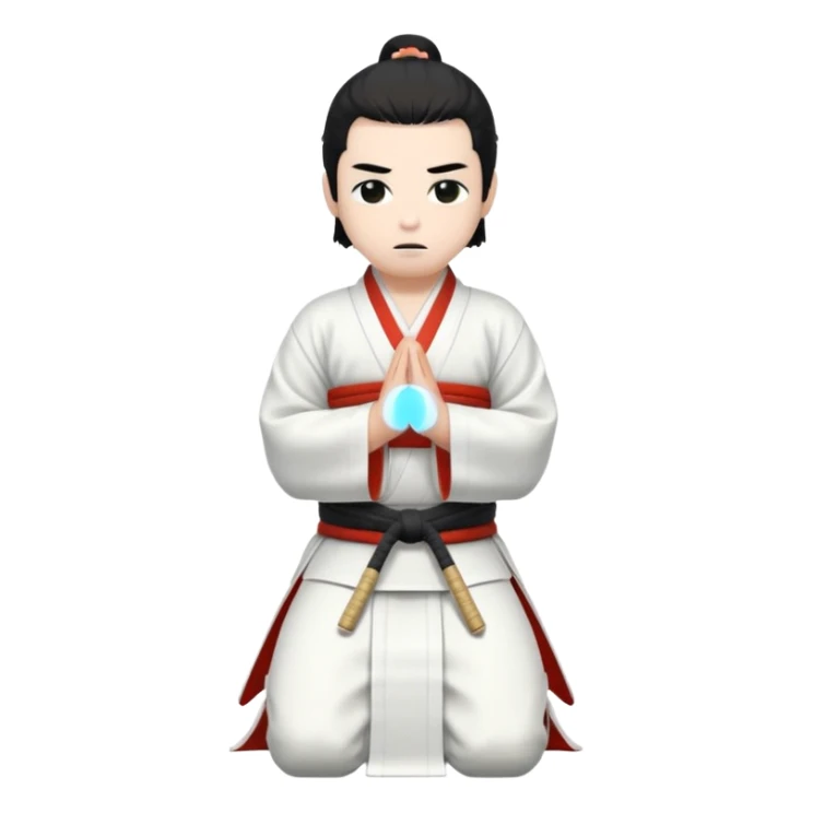 kneeling samurai in all white kimono sticker