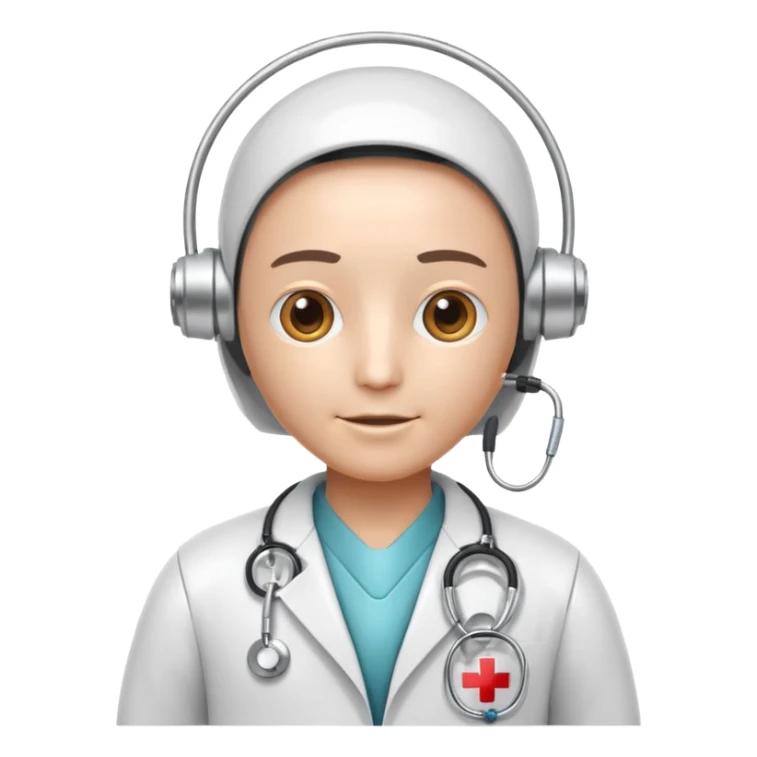 medical robot with a doctor's coat and a stethoscope sticker