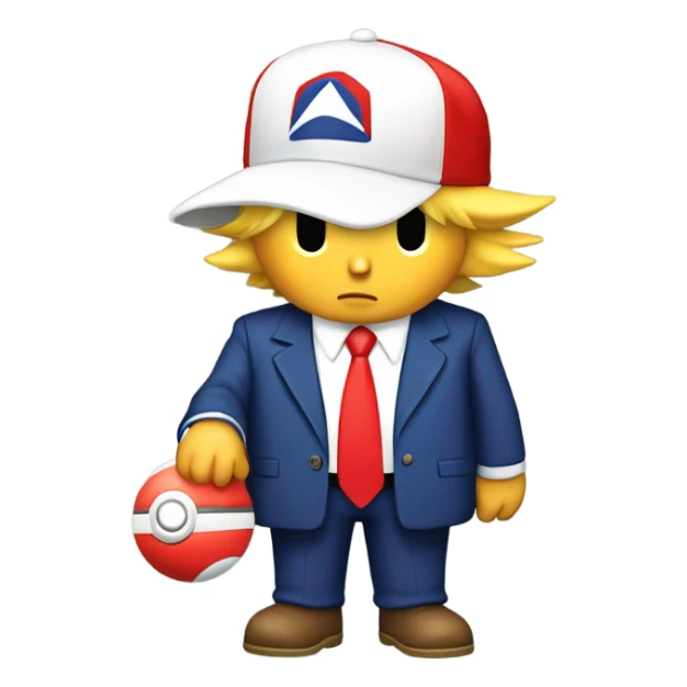 Trump wear ash ketchums hat holding poke ball  sticker