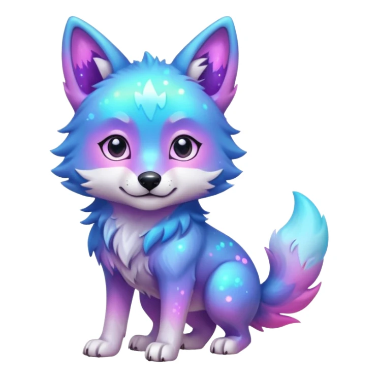 kawaii cute colorful shiny pastel nebula wolf (full body) sticker
