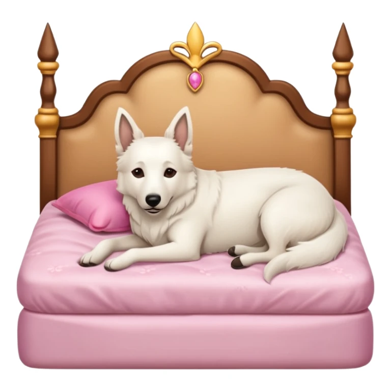 White Belgian shepherd dog with Brown eyes sleeping On a Princessbed sticker