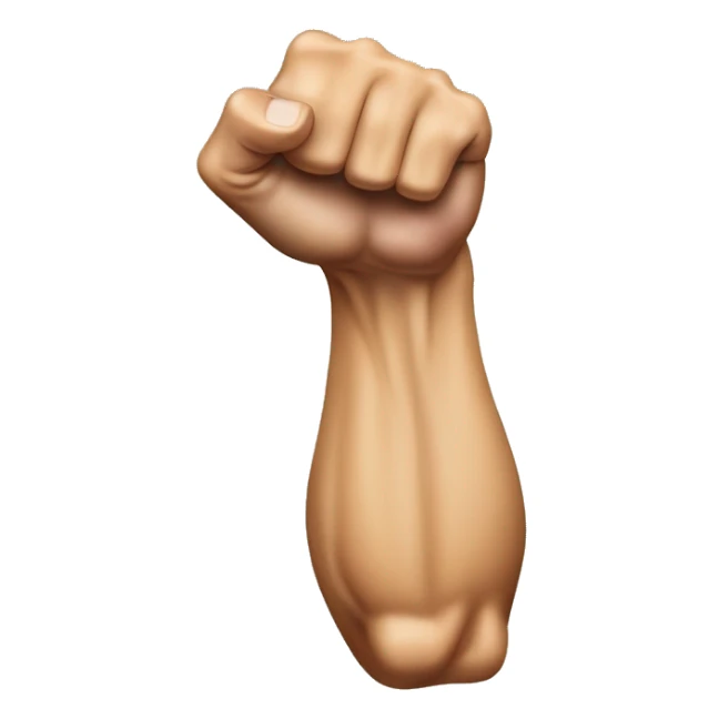 Create an image of a flexed biceps arm emoji mirrored horizontally. The arm should face the opposite direction compared to the standard flexed biceps emoji, making it appear as a reverse flex. sticker