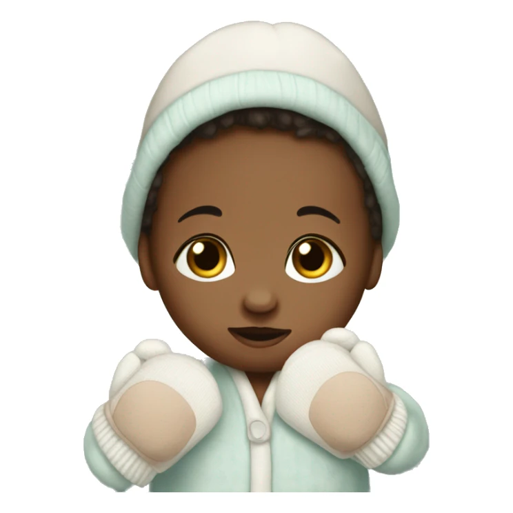 Newborn baby boy with hat onesie and mittens sticker