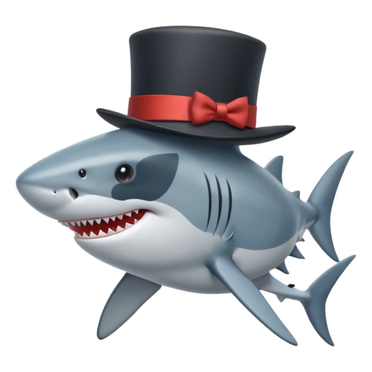 Shark with a top hat sticker