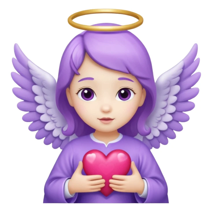 love cupid purple cute no human, an angel with heart, a withe angel like a baby sticker