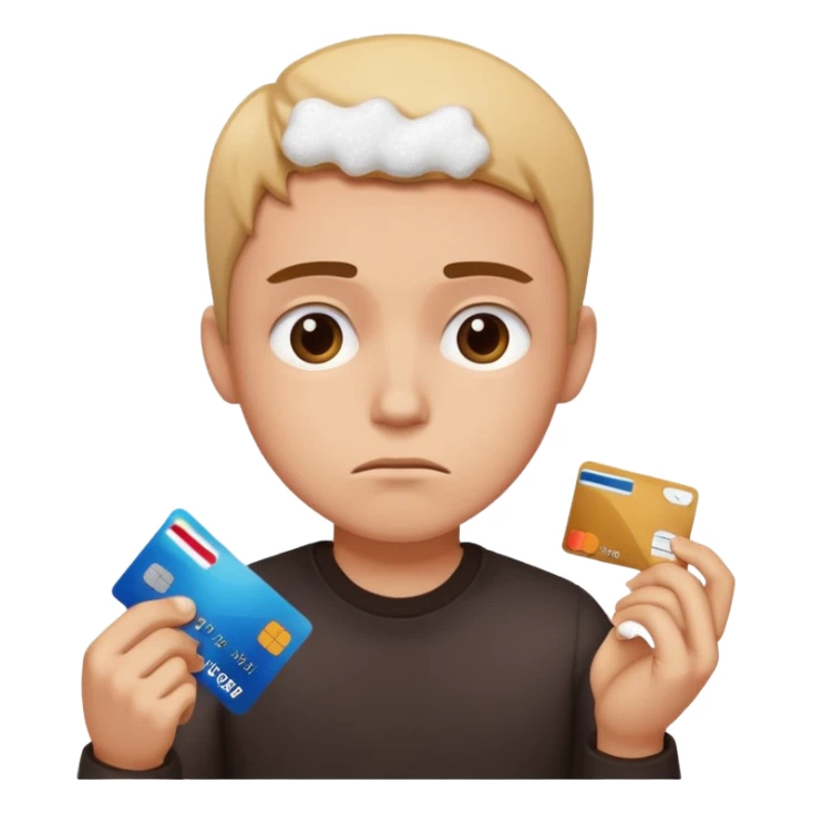depressed person with sugar and a credit card sticker