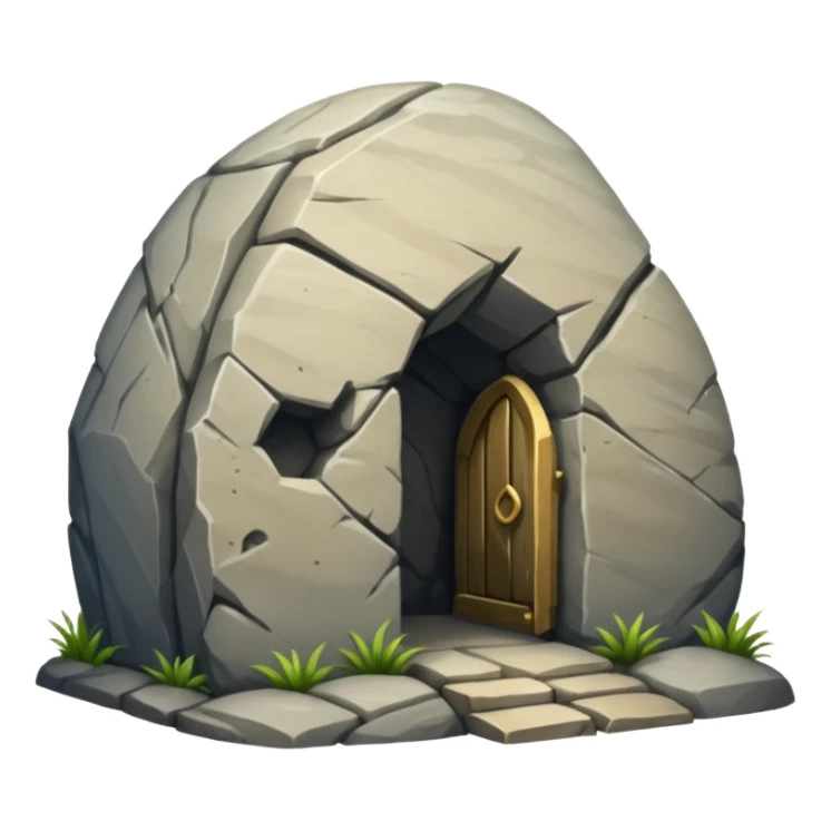 A boulder sealing the entrance to a tomb sticker
