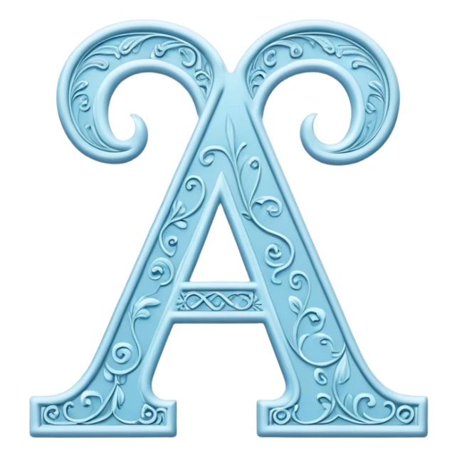 Light-blue romantic alphabet letter sticker