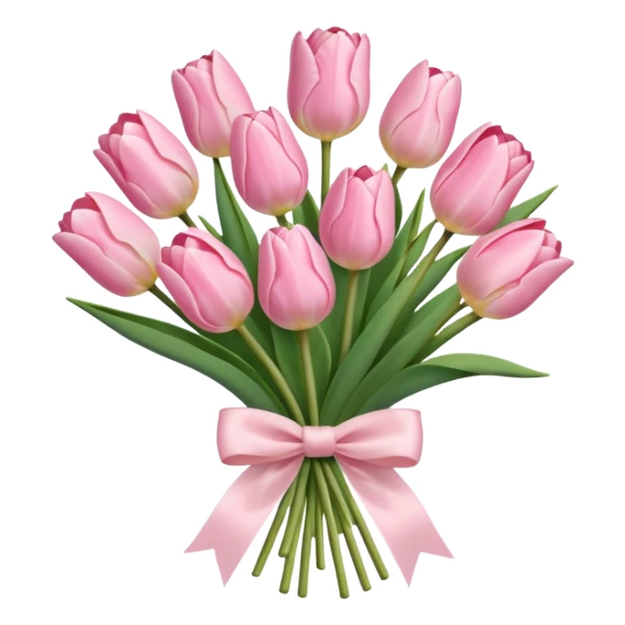 light pink tulip bouquet with light pink bow sticker