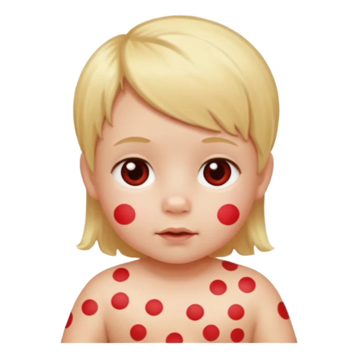 bebe com bolinhas vermelhas pequenas pelo corpo de tamanhos variados e loiro sticker