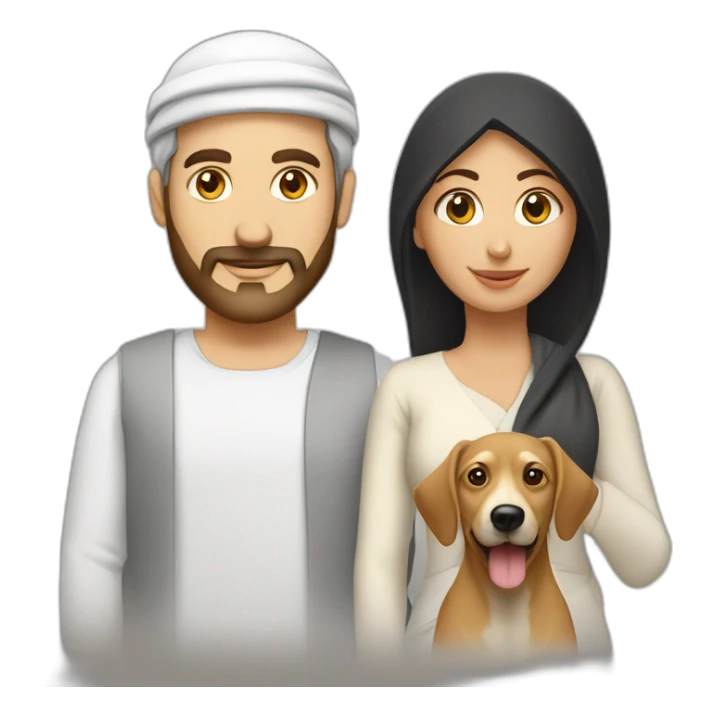 caucasian man with arab woman with 2 dogsvue js logo sticker