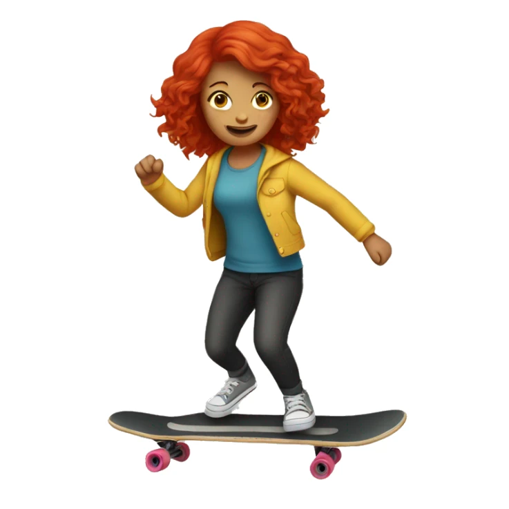 A red hair girl do skateboarding  sticker