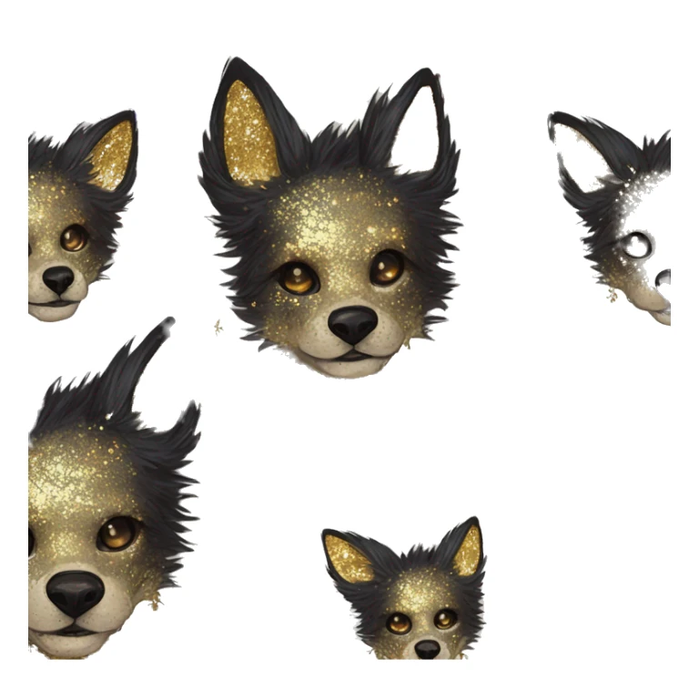 iridescent kintsugi fluffy zombie black brown gold dog fox head zombie skeleton gold mechanical nebula galaxy stars colorful flowers fairy lights vintage zombie sticker