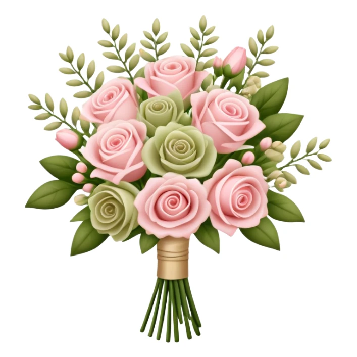 Light pink and khaki green bouquet with beautiful finish sticker
