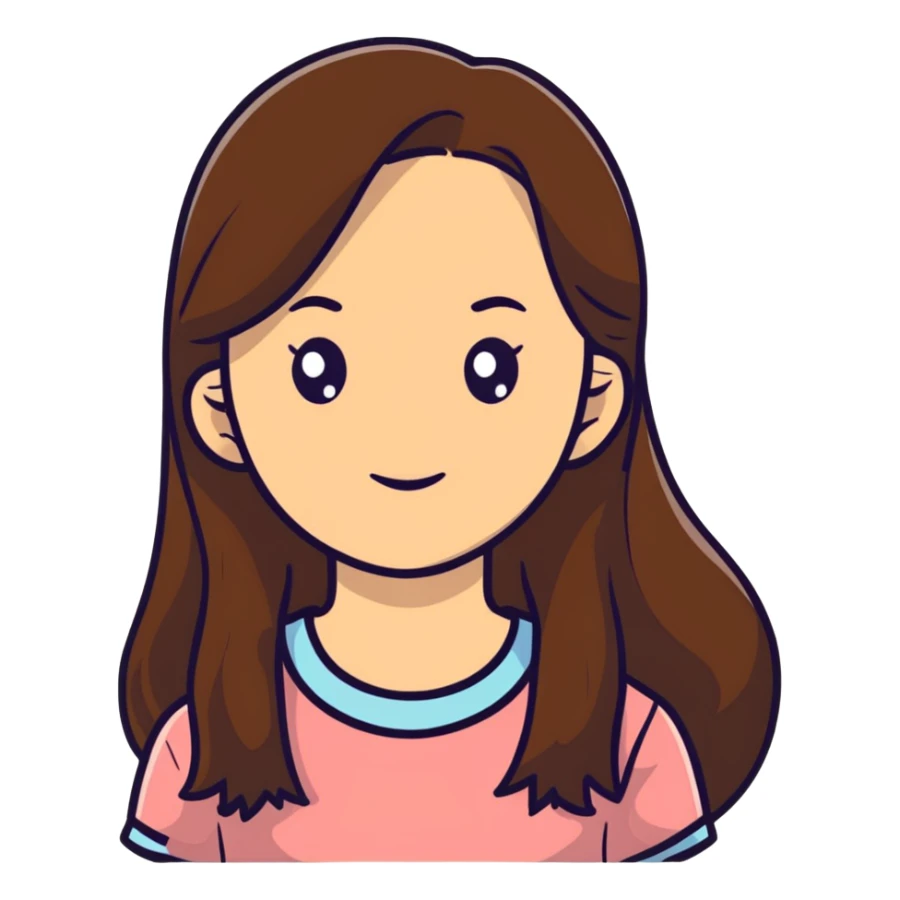 Girl with long brown hear sticker