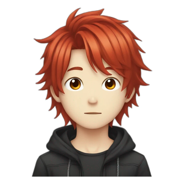Red haired anime boy with emo hair sticker