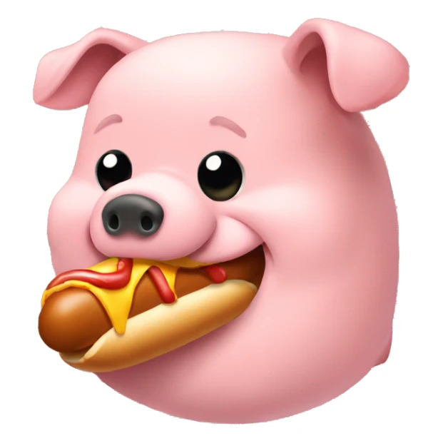 fat pig eating hot dog sticker
