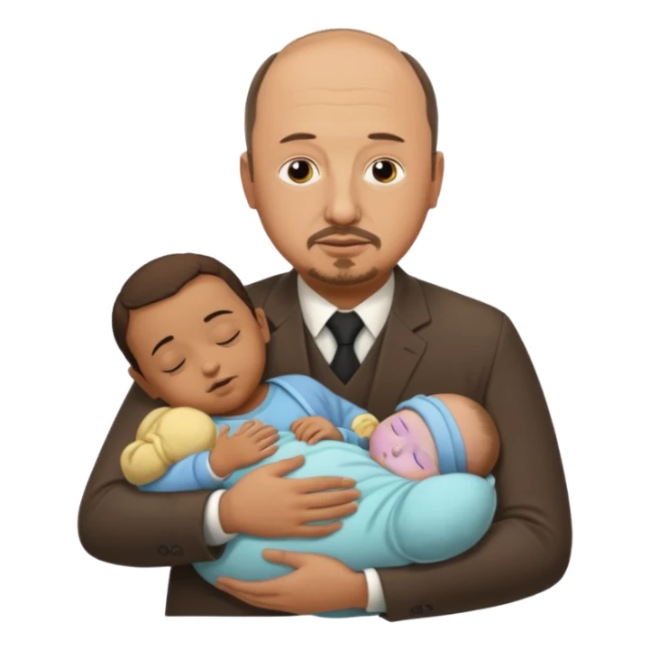 Rafael Benitez in his arms sleeping baby sticker