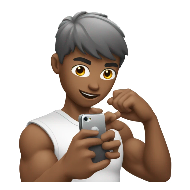 muscular boy with a smartphone taking a video of himself sticker