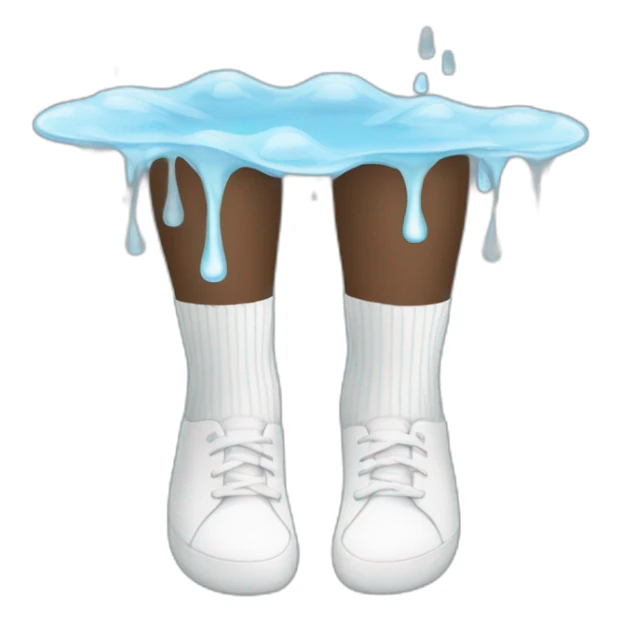Two feet wearing white socks Soaking water with rain sticker