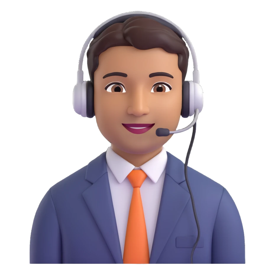 male customer support agent of Indian descent, wearing a headset, friendly and supportive expression, professional attire sticker