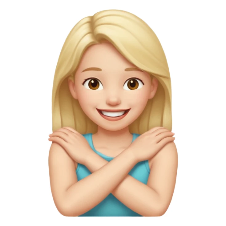 Arms crossed holding neck laughing girl sticker