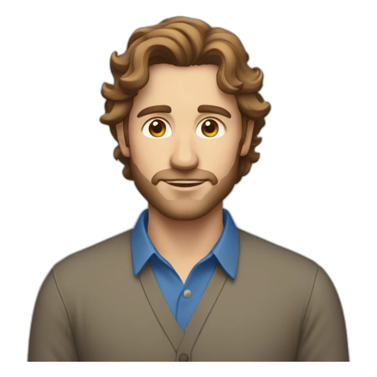 White handsome Man with brown wavy hair and blue shirt in profile sticker