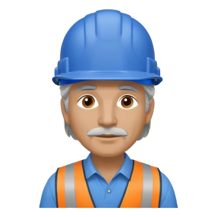 blue helmet old, long hair construction worker with earrings man sticker