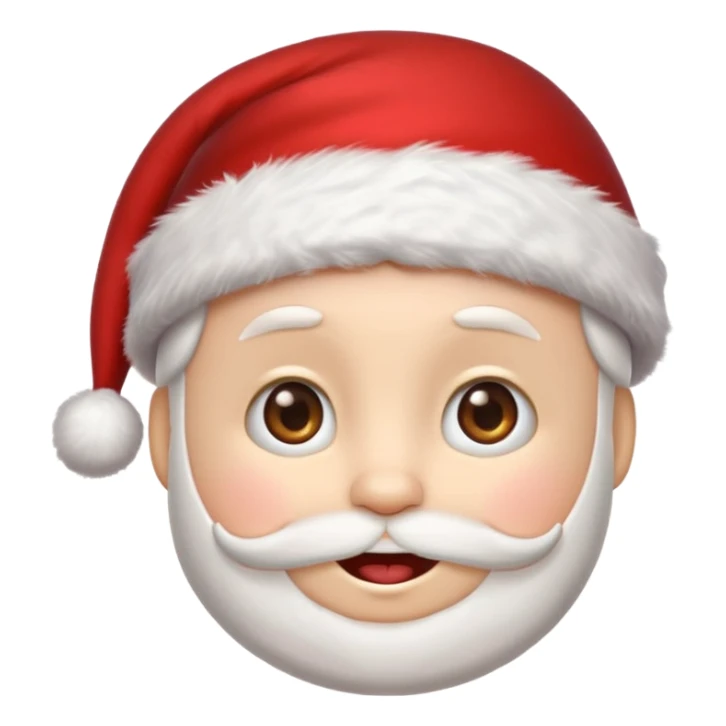 cute emoji face wearing a Santa hat, with a happy soft expression. Replace the festive Christmas elements: a Christmas tree, stocking, snowflake, and other holiday icons. sticker