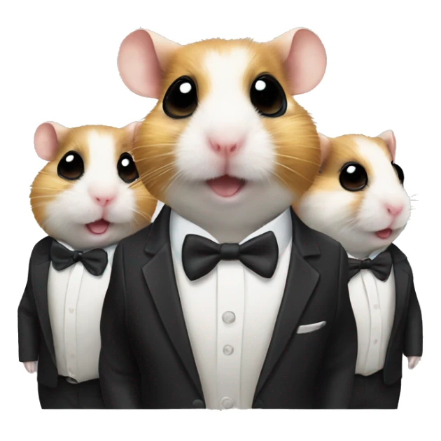 Three small happy hamsters in suits and round shades  sticker