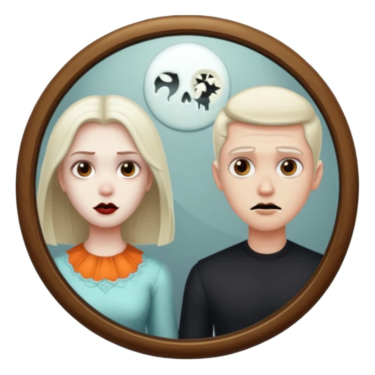 Spooky Man  in mirror behind woman sticker