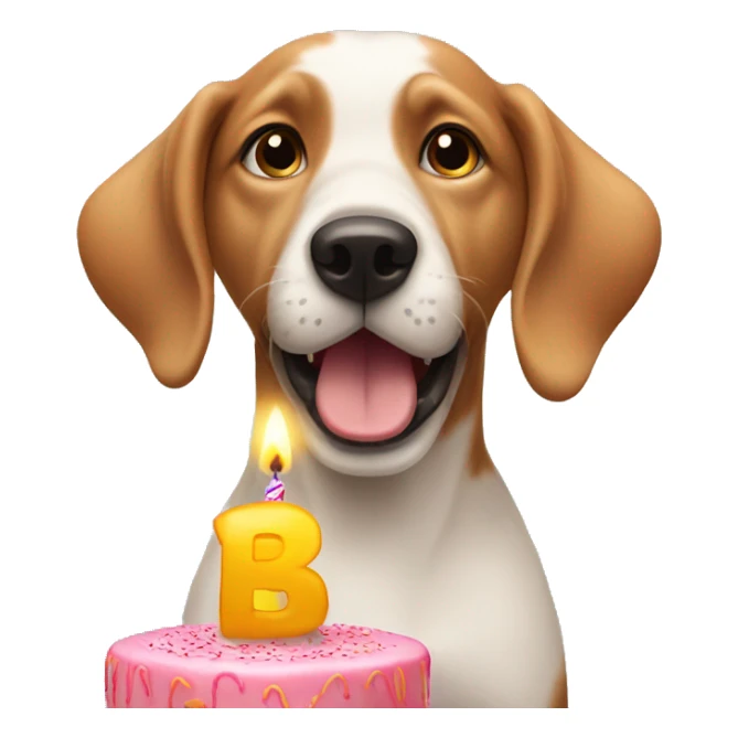 Dog blowing out birthday candles sticker