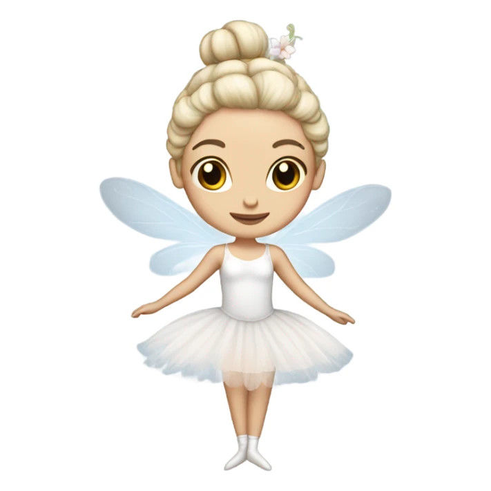 white fairy ballerina ewith bun hair flower sticker