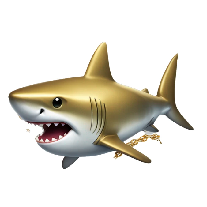 realistic gold shark wearing chain and wrapping  sticker