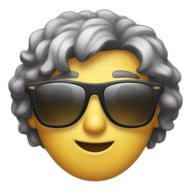 White emoji with sun glasses and black hair sticker
