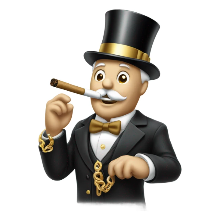 Monopoly man with gold chain and smoking cigar sticker