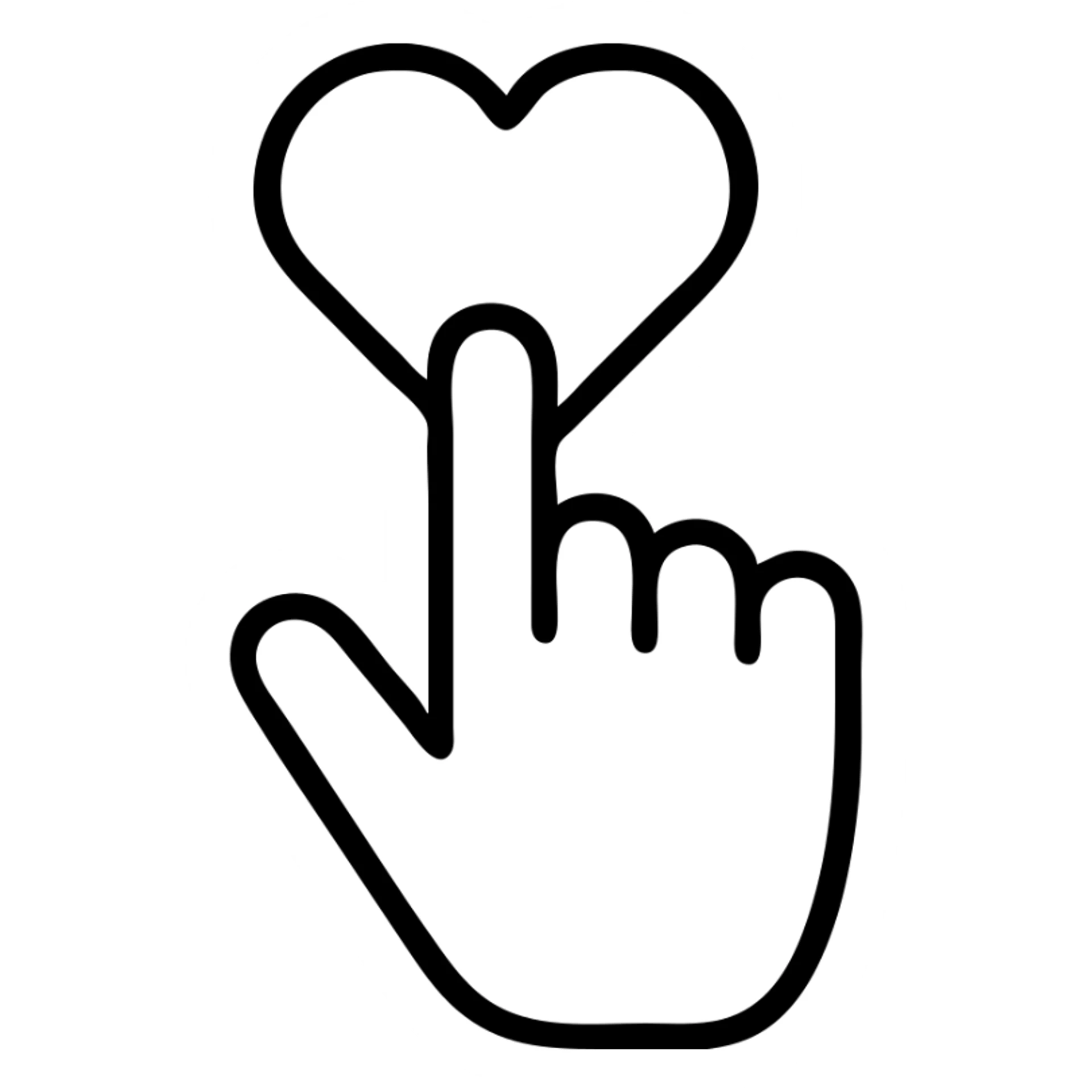 index finger clicking on a heart icon sticker