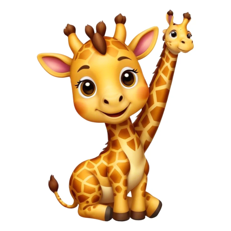 Cartoon cute dwarf giraffe with a smile, giving a big thumbs-up sticker