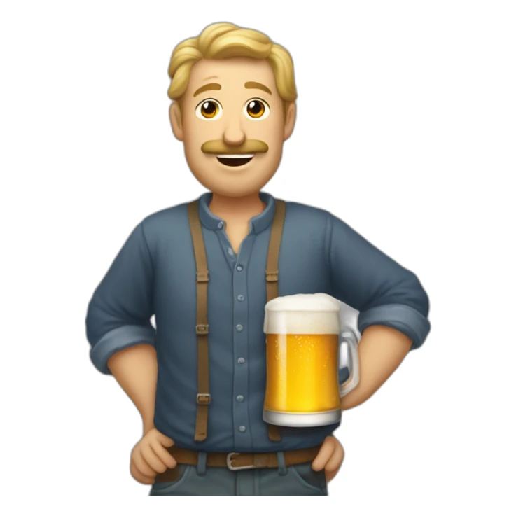 Homme a tête d'oie, boit une bière sticker