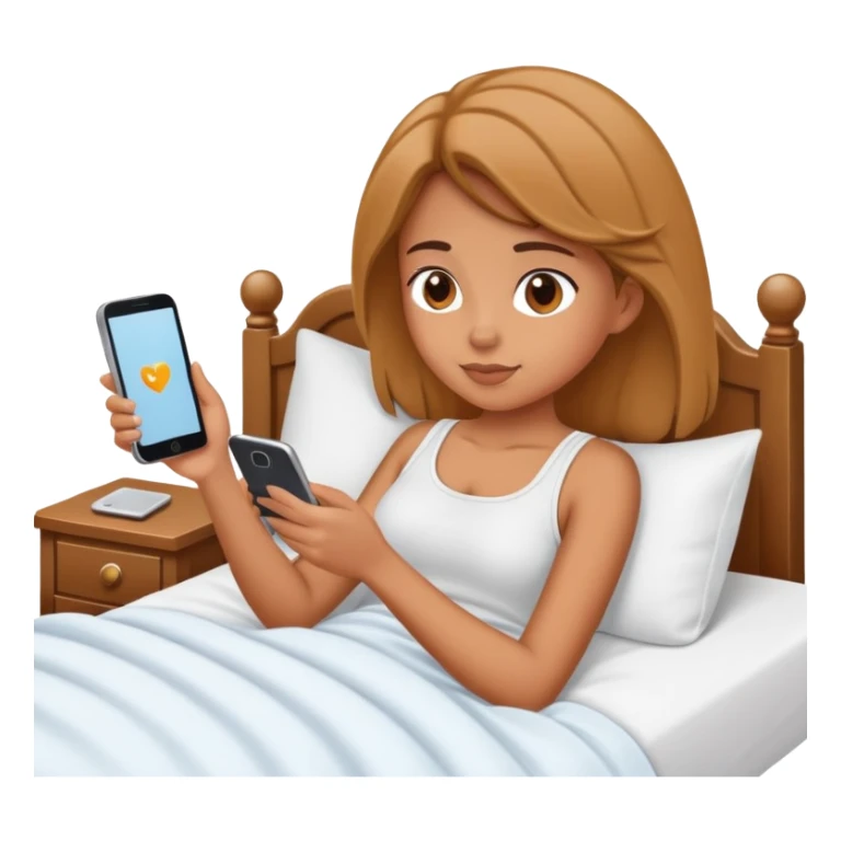 Girl scrolling on phone in bed sticker